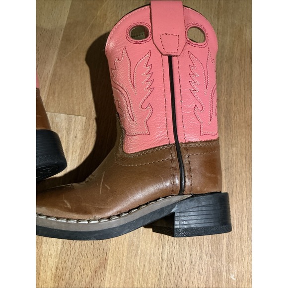 Old West CW2552Y Cowboy Boots Leather Upper Pink & Brown Toddler size US 4.5 - Picture 10 of 15